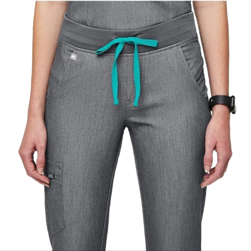 Figs Technical Collection Zamora Joggers  Graphite With Teal Drawstring Size XS - Picture 3 of 8